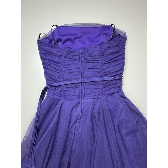 Vintage Y2K Asymmetrical Tulle Satin Trim Dress Womens 7/8 Fairy Whimsigoth HOCO - Picture 13 of 16